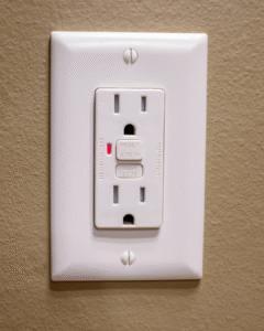 Example of GFCI plug Stock photo