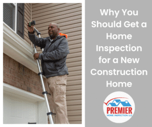 Inspector Reg photographing gutters on a new construction home